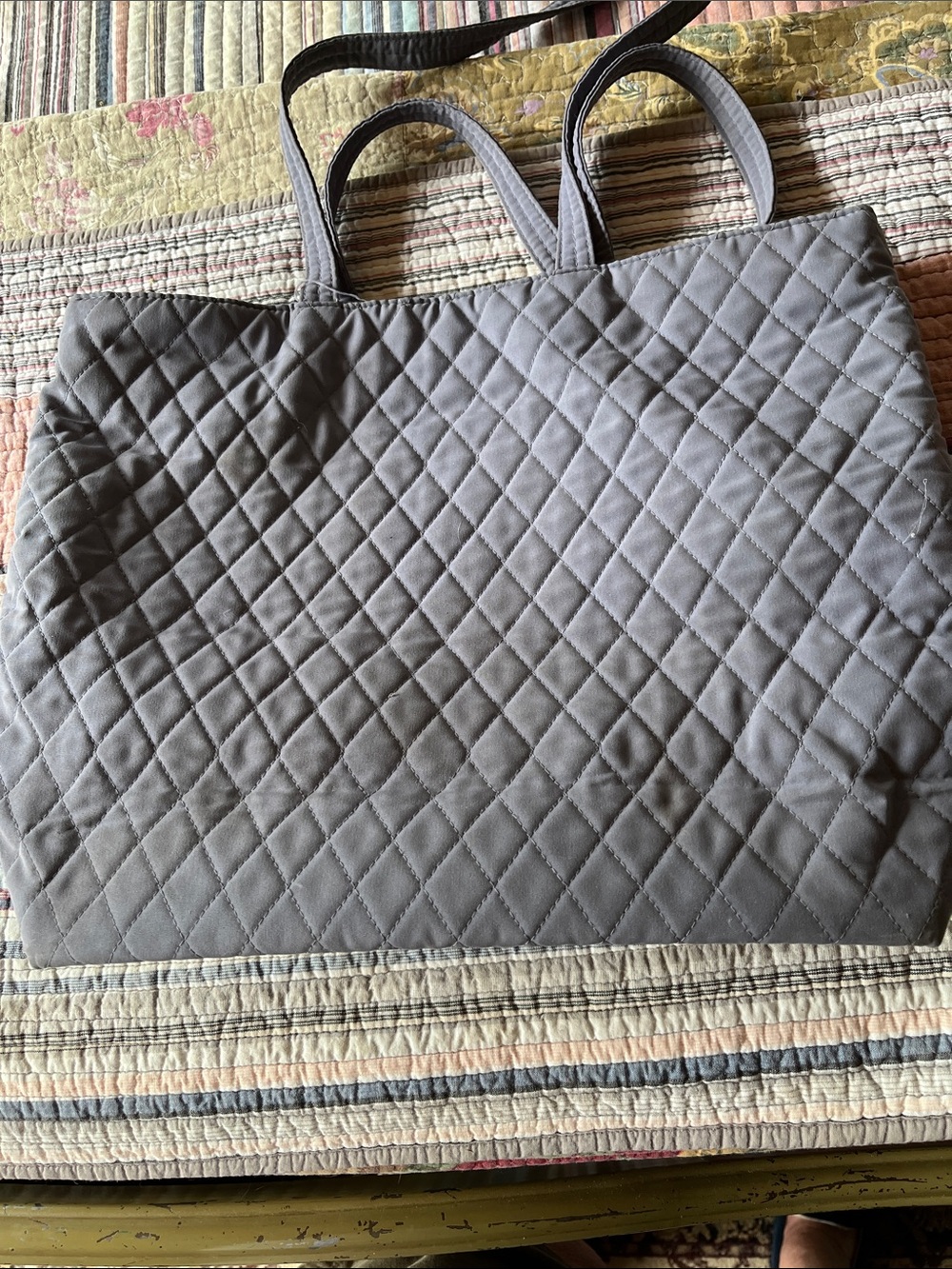 Vera Bradley Quilted Gray Women's Tote Bag - Classic Everyday Carry